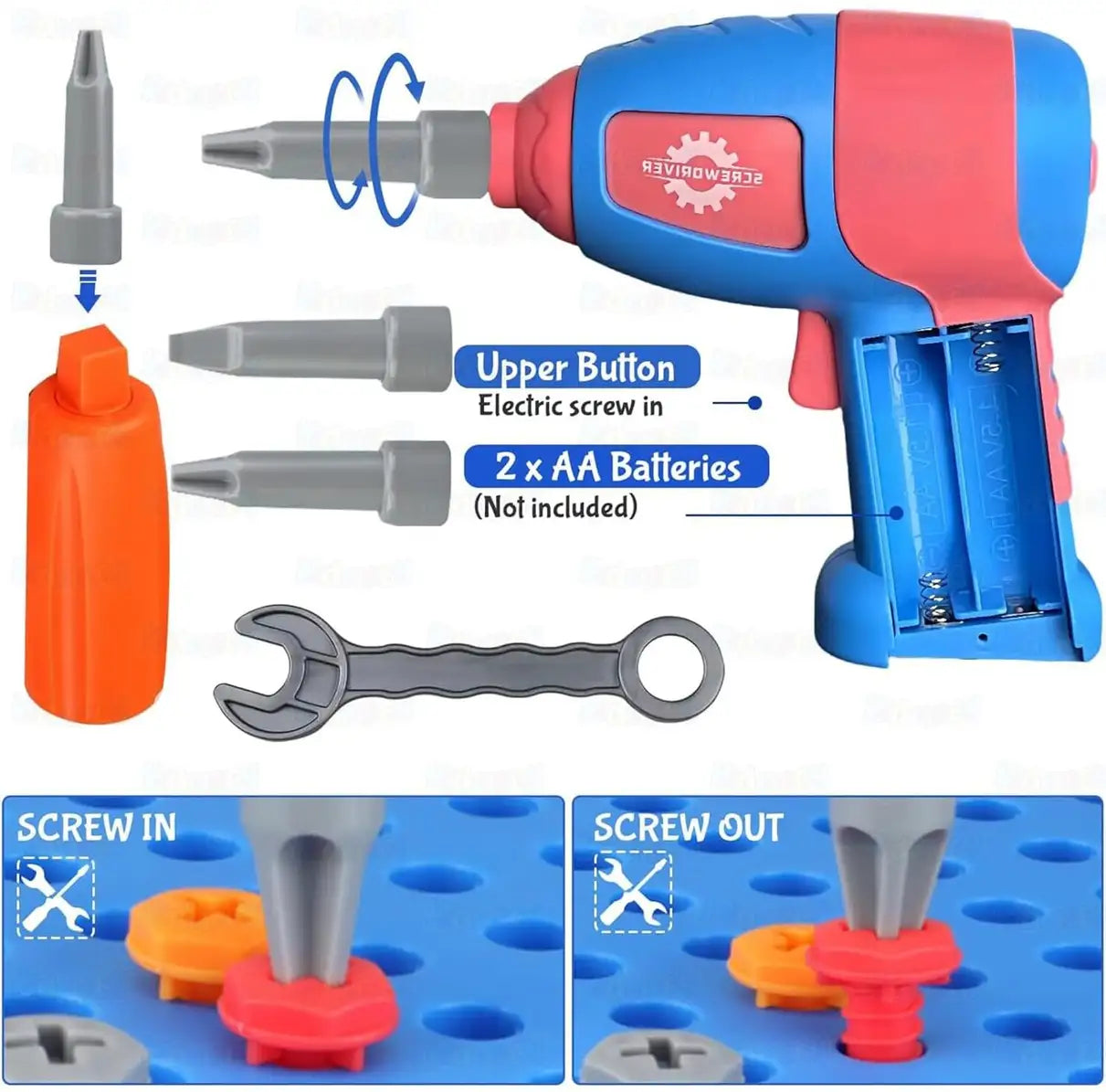 Assembly Toolbox Baby Puzzle Electric Drill Screwdriver (203 pcs)