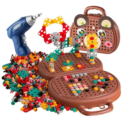 Assembly Toolbox Baby Puzzle Electric Drill Screwdriver (203 pcs)
