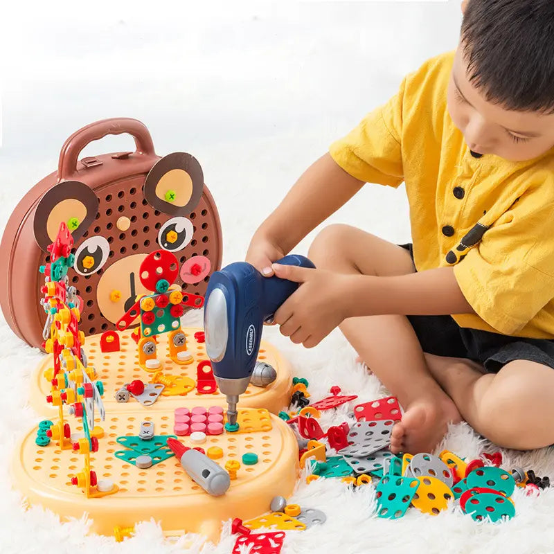 Assembly Toolbox Baby Puzzle Electric Drill Screwdriver (203 pcs)