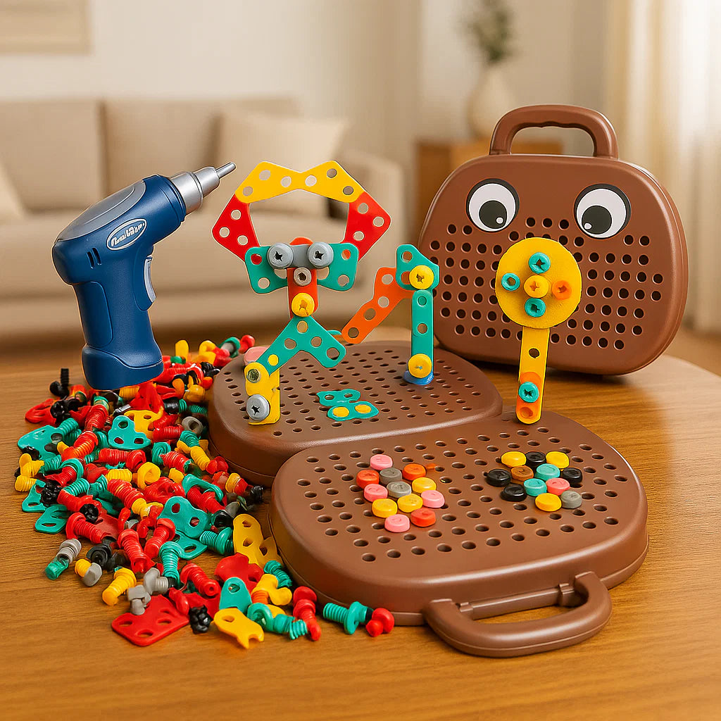 Assembly Toolbox Baby Puzzle Electric Drill Screwdriver (203 pcs)