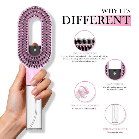2-in-1 Detangler Hair Brush | Built-In Mister Spray