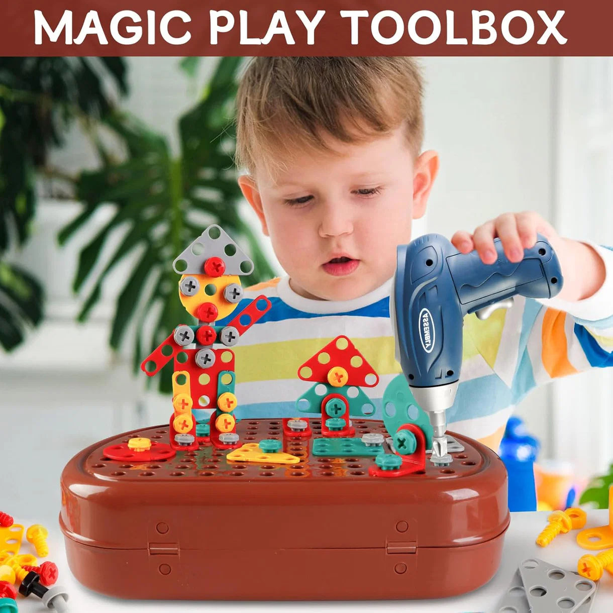 Assembly Toolbox Baby Puzzle Electric Drill Screwdriver (203 pcs)