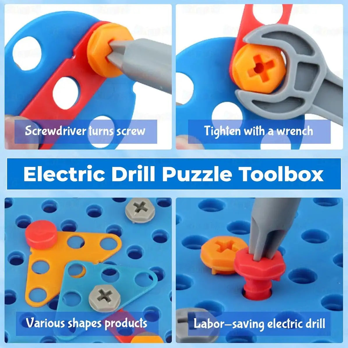 Assembly Toolbox Baby Puzzle Electric Drill Screwdriver (203 pcs)