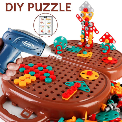 Assembly Toolbox Baby Puzzle Electric Drill Screwdriver (203 pcs)