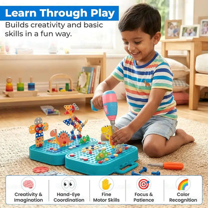 Assembly Toolbox Baby Puzzle Electric Drill Screwdriver (203 pcs)