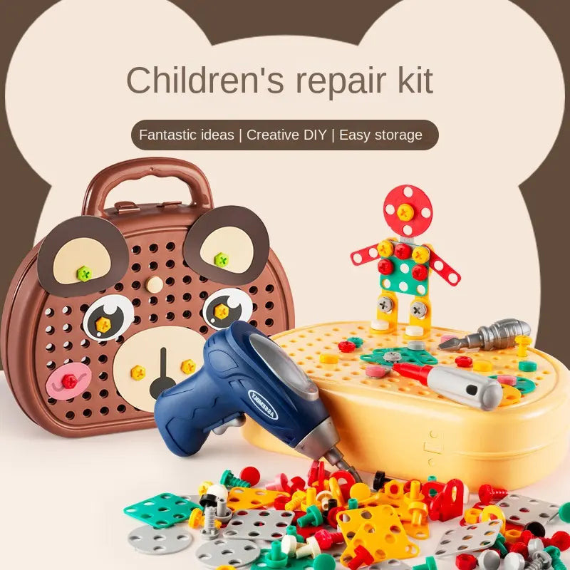 Assembly Toolbox Baby Puzzle Electric Drill Screwdriver (203 pcs)